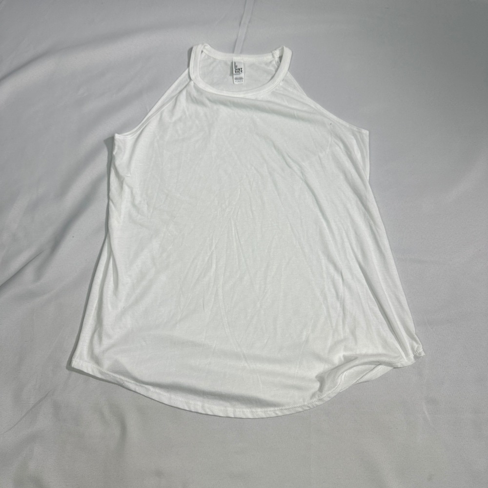 District Perfect Tri Rocker Tank Women Large White High Neck Casual Basic Top
